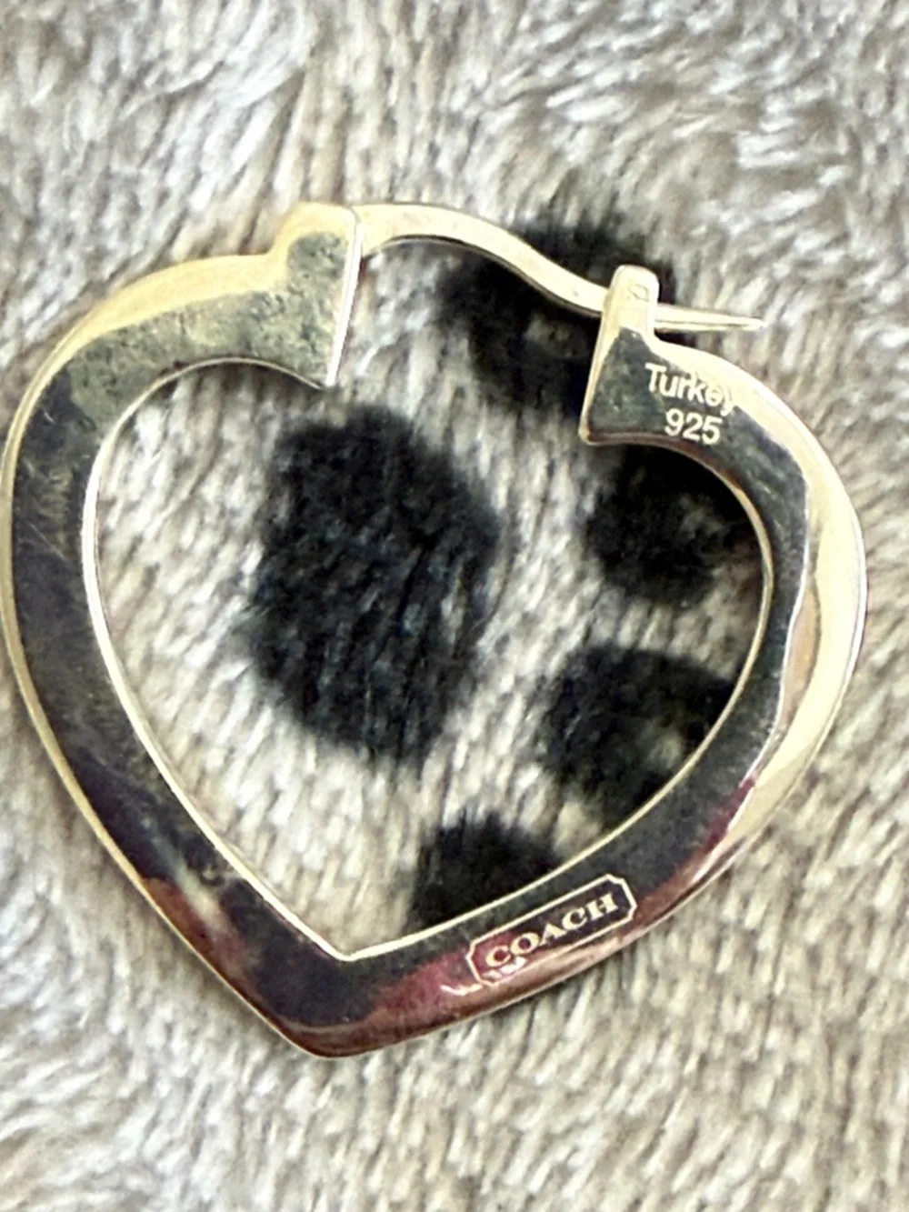 COACH Sterling Silver Open Heart Hoop Earrings - Picture 4 of 5